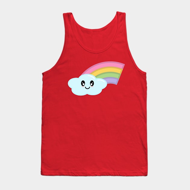 Kawaii Cute Happy Rainbow in Pink Tank Top by Kelly Gigi